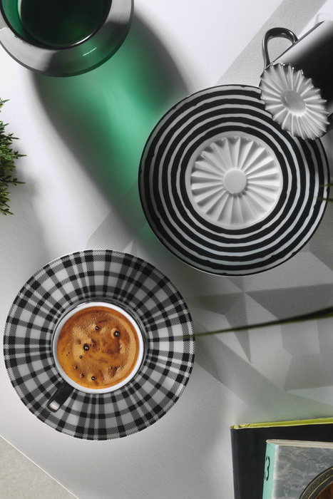 Hermia Juego de Tazas de Café y Platillos de Porcelana Multicolor